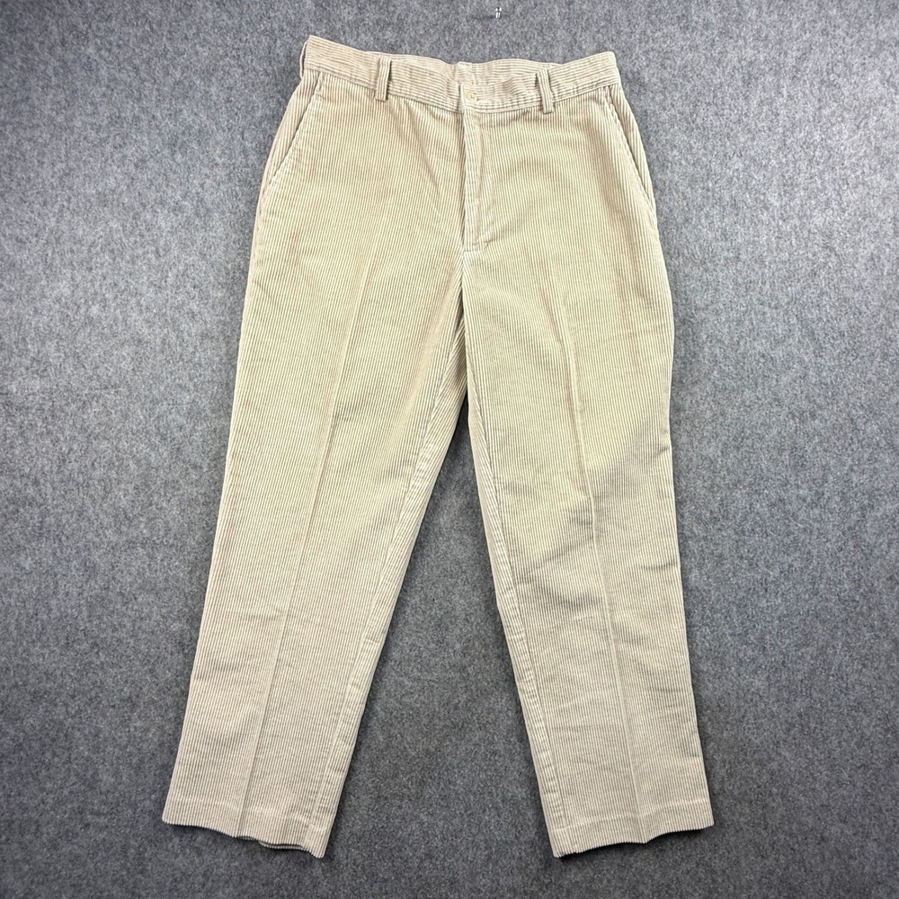 Jos. A. Bank Men's Corduroy Pants 34x30 Beige Tan Flat Front Tag 35/30